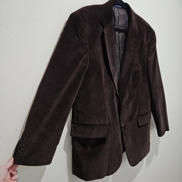 Chocolate Brown Corduroy Blazer Stafford Men's Size 42 Short 42S Classic Fit - Picture 5 of 16